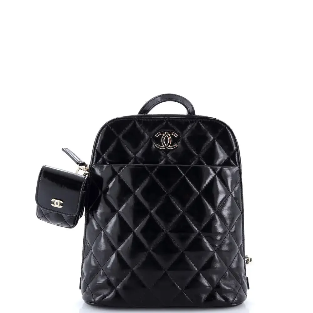 Chanel My Pocket Backpack Quilted Shiny #206276C45B Chanel Black Quilted Shiny Calfskin My Pocket Backpack  main image 4
